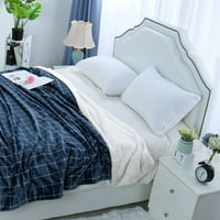 Уникални изгодни бархет хвърлят одеяло за легло диван Тъмно синьо каре 59 79