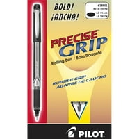 Pilot Precise Grip Bold Capped Rolling Ball Pens - Смела точка на писалката Размер на точката - Черна - Черна цев - дузина