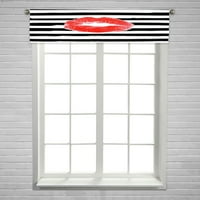 Модна червена устна печат на жена с черна линия райета завеса за прозорци валантна пръчка покке