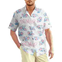 Dumbo Color Fly Elephant Big & Tall Hawaiian риза за мъже, жени за мъже Dumbo Pattern Front Button