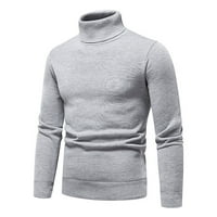Постоянен дядо пуловер мъжки пуловер с висок пуловер с висок цвят плъзгащ се тънък дъно пуловер сив 2xl
